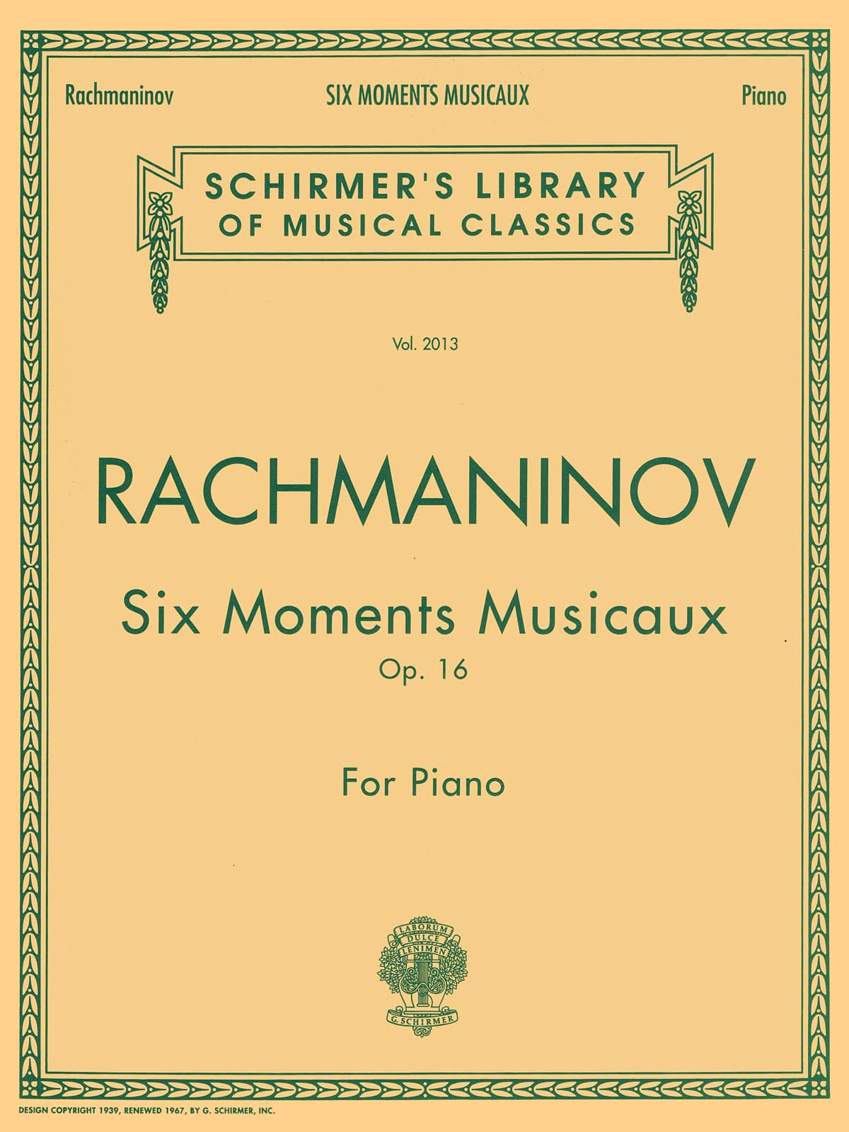 Rachnaninov, Sergei: Six Moments Musicaux OP. 16 for piano Rachnaninov, Sergei: Six Moments Musicaux OP. 16 for piano Noter