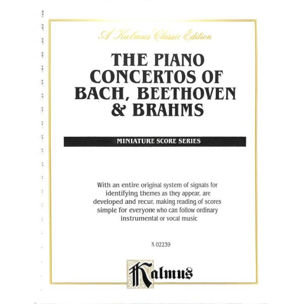 The Piano Concertos of Bach, Beethoven & Brahms (study scores/studiepartitur) Noter