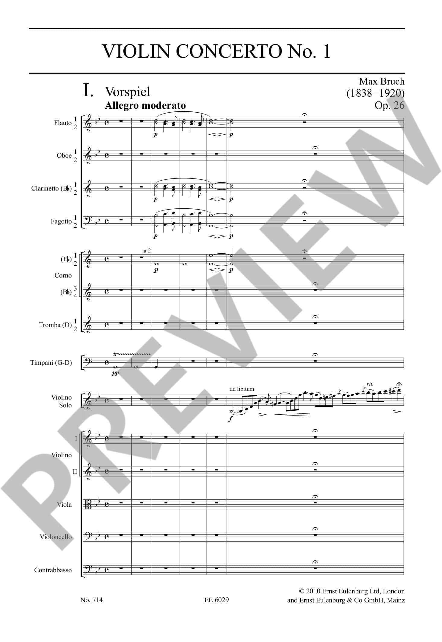 Bruch, Max: Violin Concerto No.1 G- minor/g-Moll/Sol mineur Op. 26 (studiepartitur/study score)
