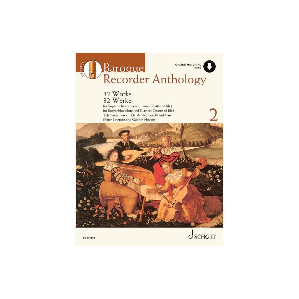 Baroque Recorder Anthology 2, 32 Works for Soprano Recorder with Piano/Guitar Accompaniment (Bok + Online Material)