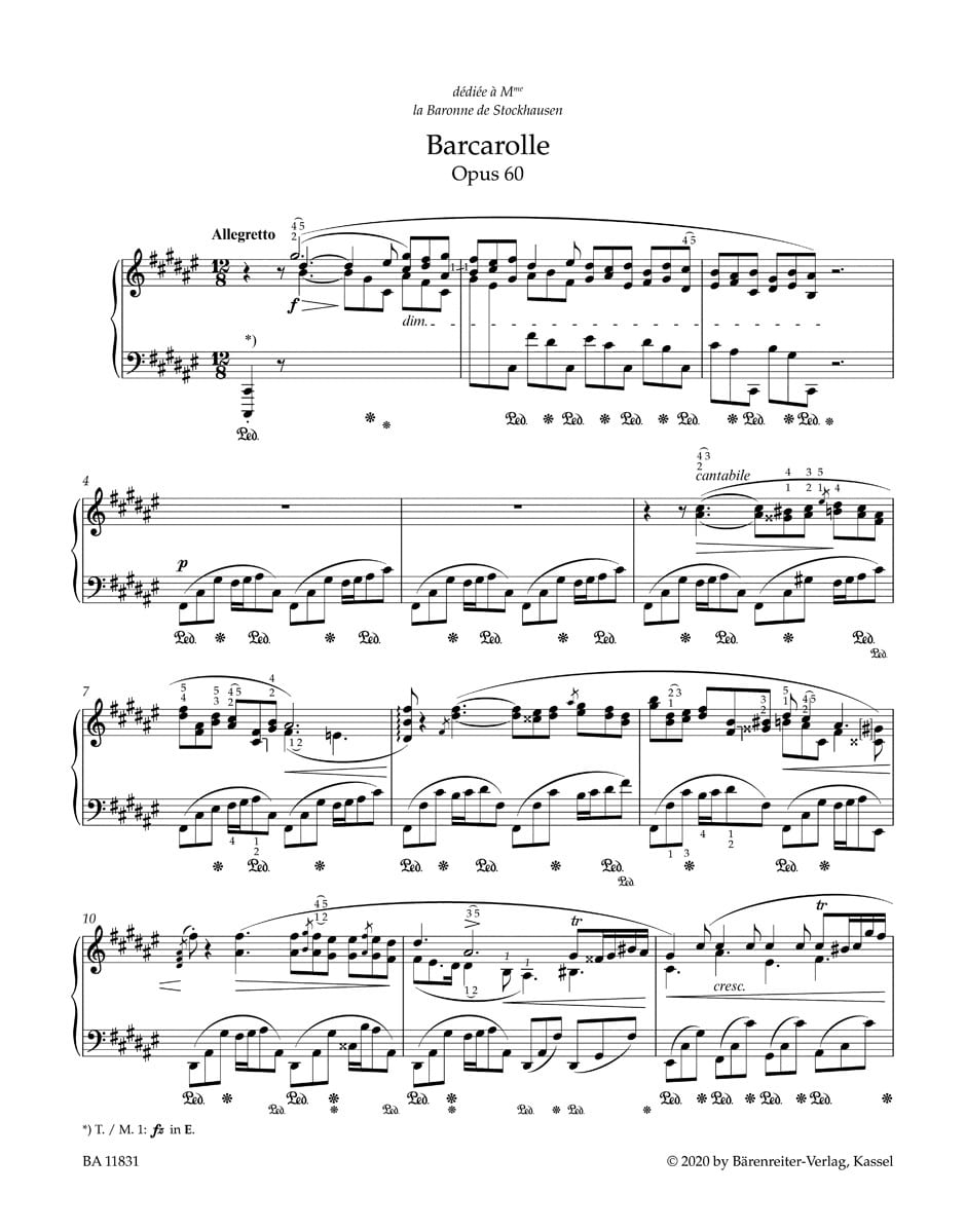 Chopin, Friedrich: Barcarolle for Piano in F-sharp major op. 60 (urtext)
