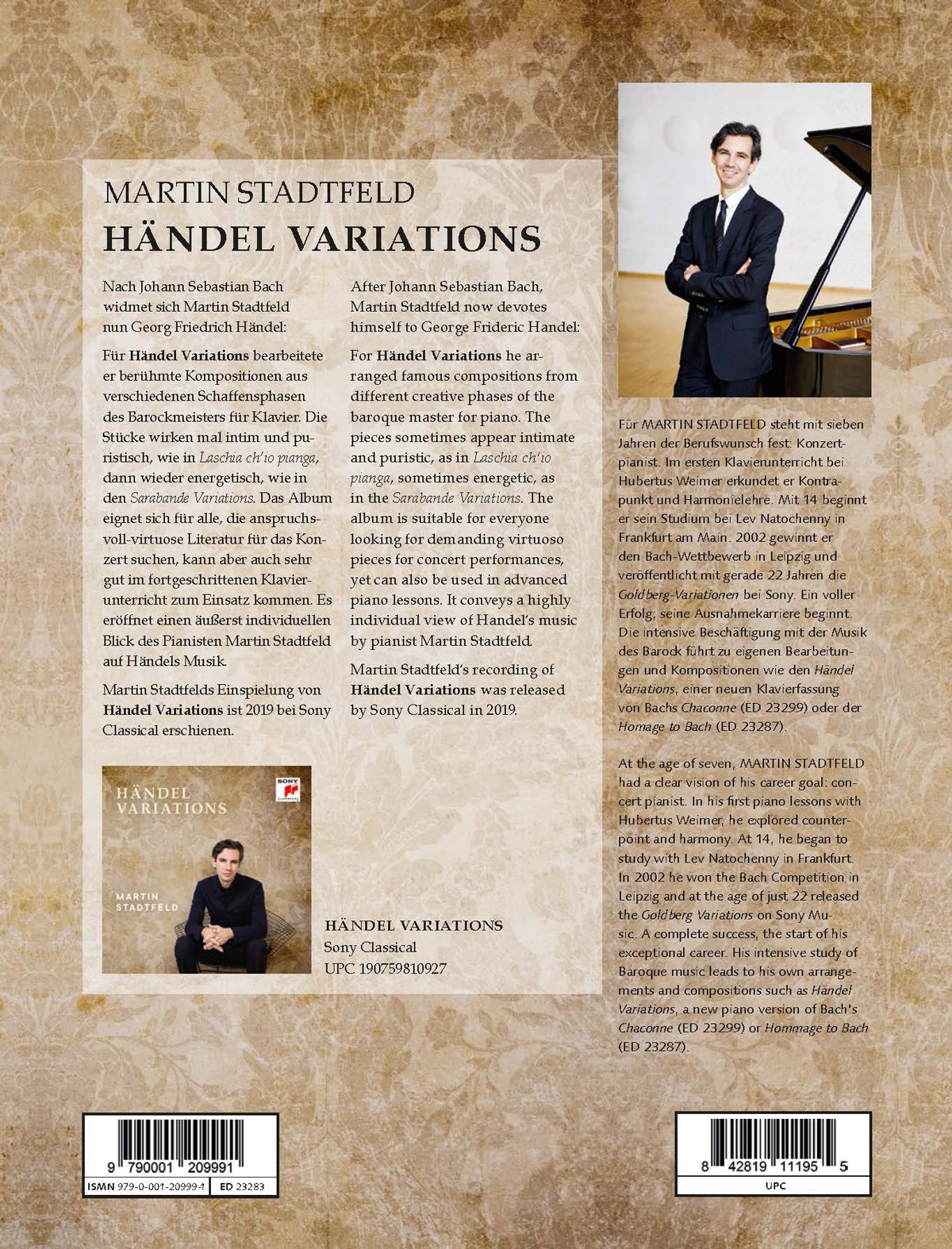 Stadtfeld, Martin: Händel Variations - Transcriptions for piano solo on themes by Georg Friedrich Händel