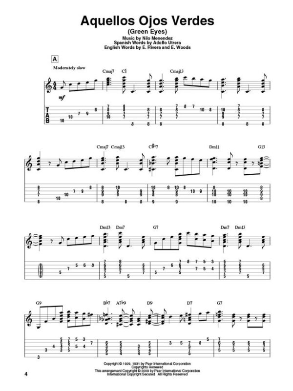 Latin Standards – 27 Chord Melody Arrangements in Standard Notation & Tablature Gitarr