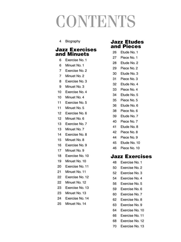 Jazz Exercises, Minuets, Etudes & Pieces 2nd edition