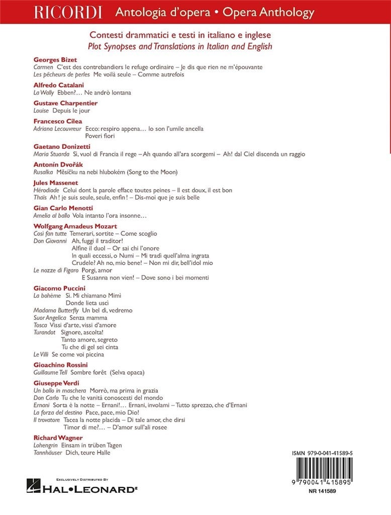 Ricordi Opera Anthology Soprano lirico/drammatico - Lyric to Full Soprano