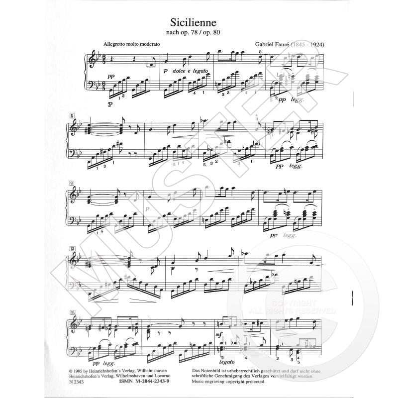 Fauré, Gabriel: Sicilienne op 78 (aus Pelleas et Melisande) Piano solo