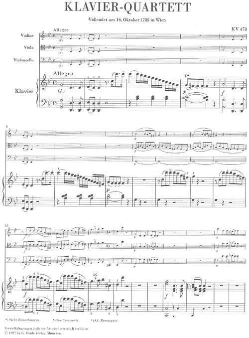 Mozart, Wolfgang Amadeus: Piano Quartets KV 478 and KV 493 (urtext) Kammarmusik/Ensemble