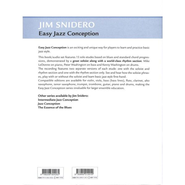 Snidero, Jim: Easy Jazz Conception Guitar15 solo etudes for jazz phrasing, interpretation and improvisation (bok + online audio material) Jazz metod/etyder