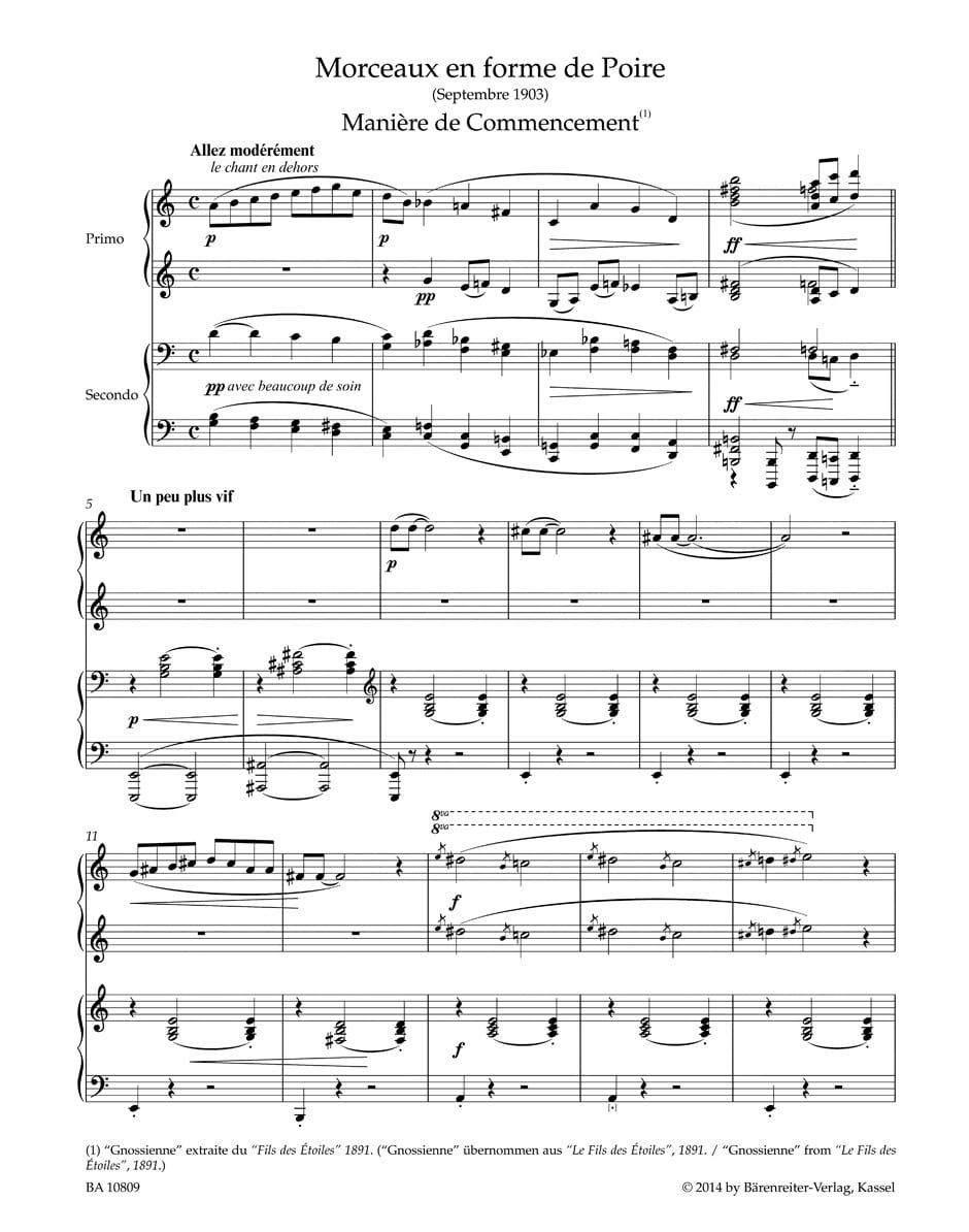 Satie, Erik: 3 Morceaux en forme de Poire à quatre mains/for piano Duet/4-händig piano (urtext)