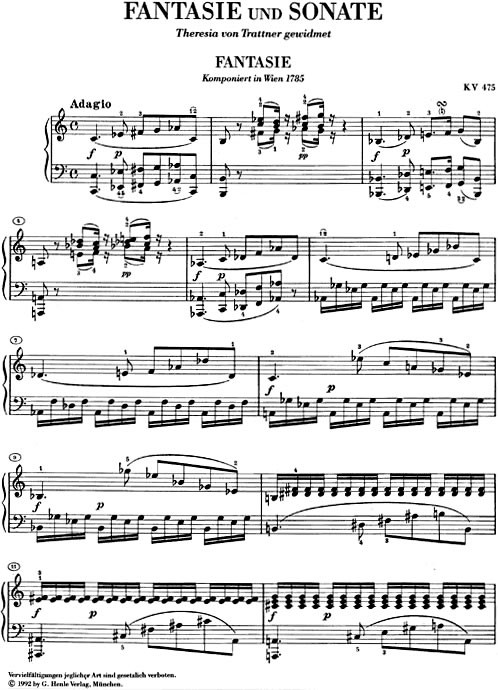 Mozart, Wolfgang Amadeus: Fantasie und Sonate c-moll/Fantasy and Sonata in c minor, KV 475/457 (urtext) Mozart, Wolfgang Amadeus: Fantasie und Sonate c-moll/Fantasy and Sonata in c minor, KV 475/457 (urtext) Noter