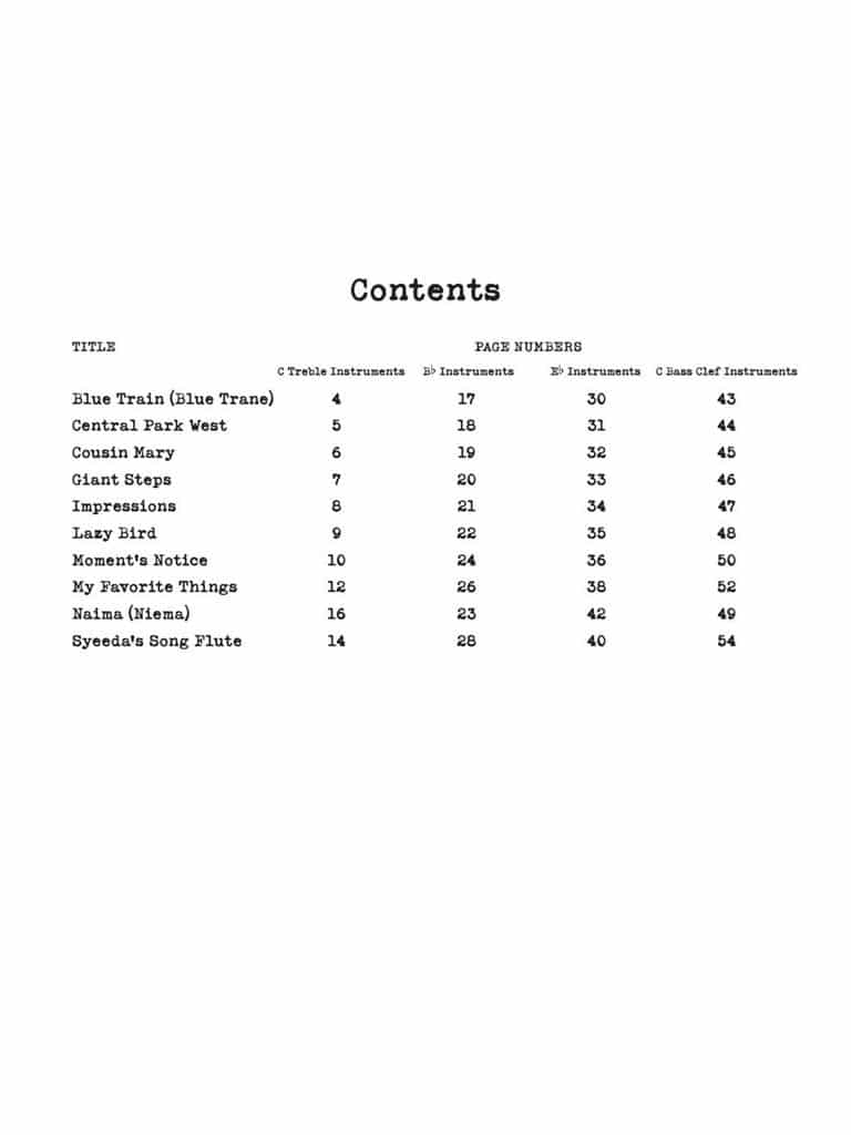 John Coltrane Play-Along (for C, Bb, Eb & Bass Clef Instruments (Bok + online audio access)