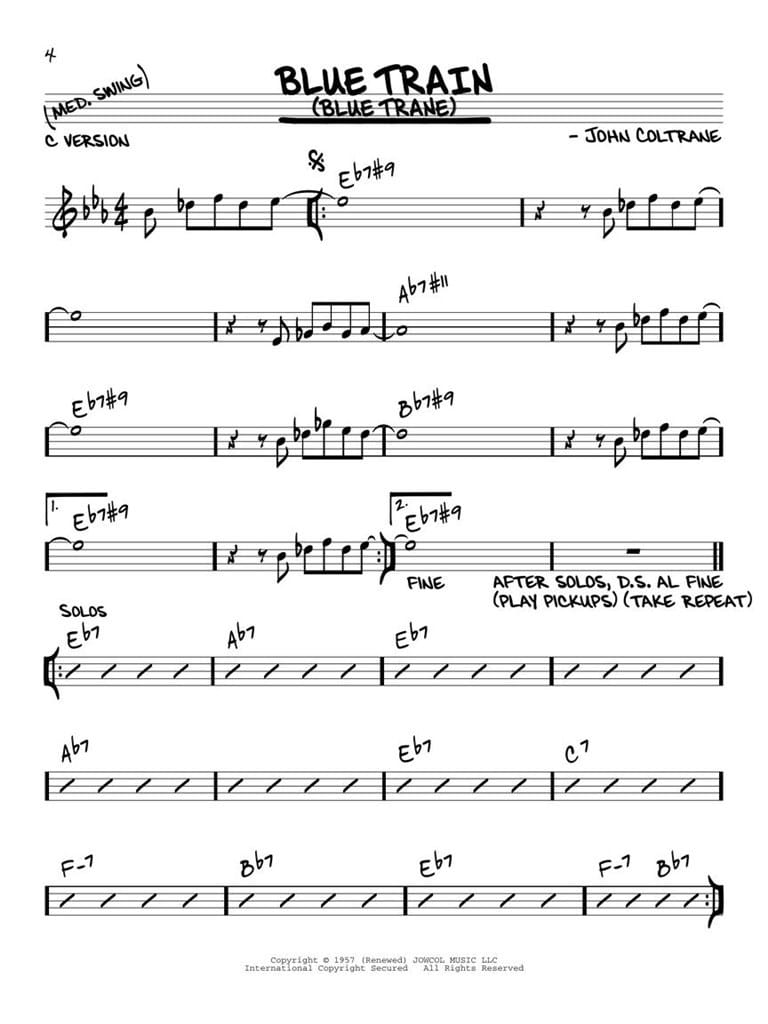 John Coltrane Play-Along (for C, Bb, Eb & Bass Clef Instruments (Bok + online audio access)