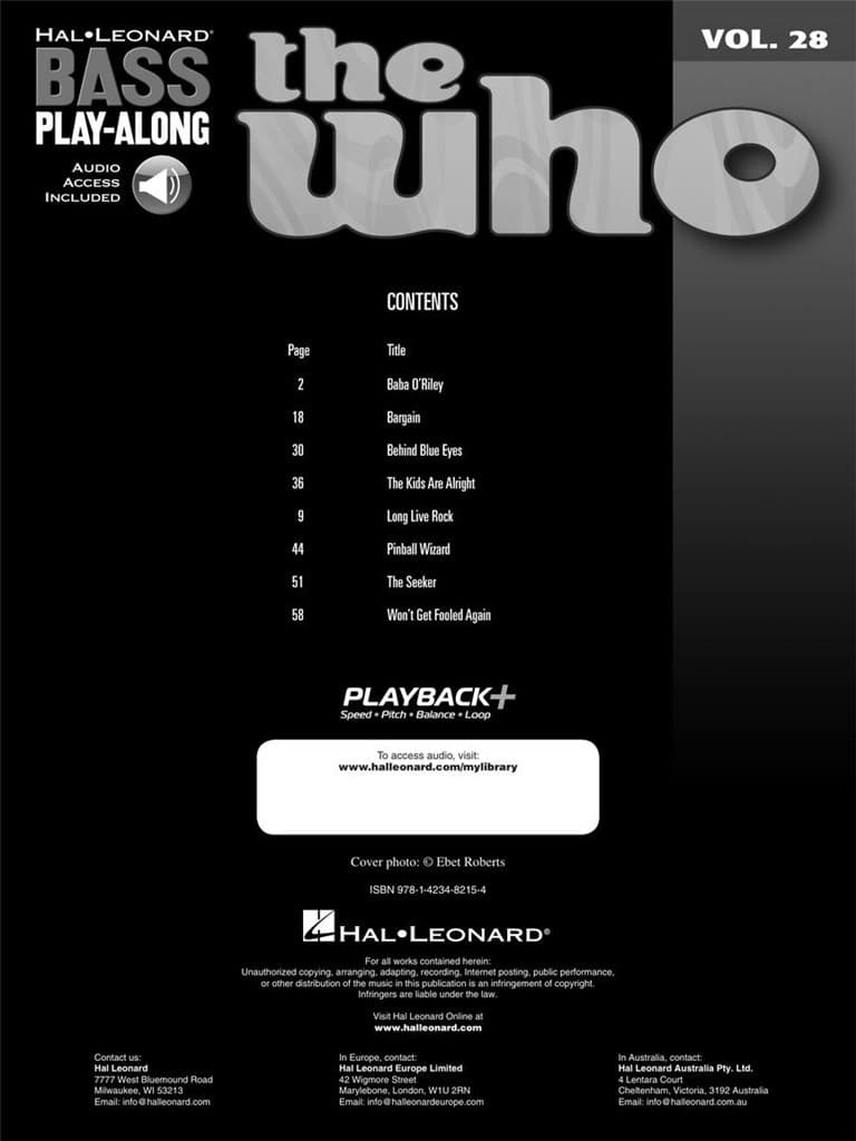 Hal Leonard Bass Play-Along Vol. 28: The Who (Bok + online audio access)