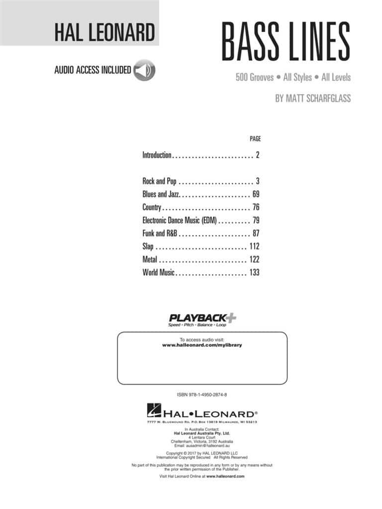 Hal Leonard Bass Method 500 Grooves - All Styles - All Levels (bok + online audio access)