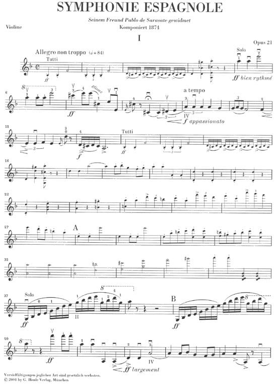 Lalo, Édouard: Symphonie espagnole for Violin and Orchestra d minor Op. 21(urtext) Lalo, Édouard: Symphonie espagnole for Violin and Orchestra d minor Op. 21(urtext) Noter