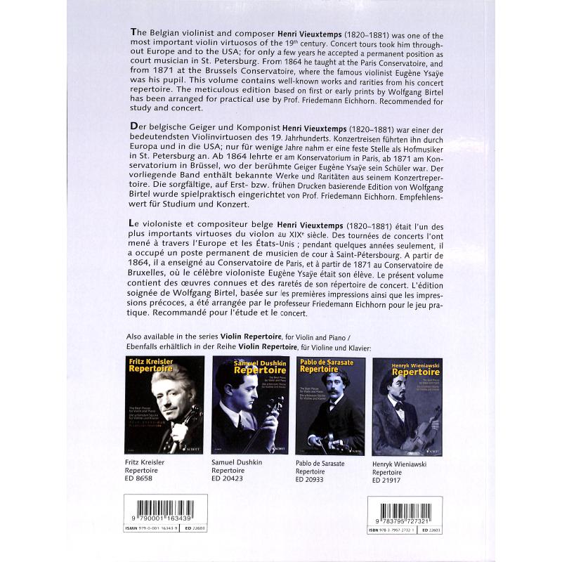 Henri Vieuxtemps Repertoire The Best Pieces for Violin and Piano