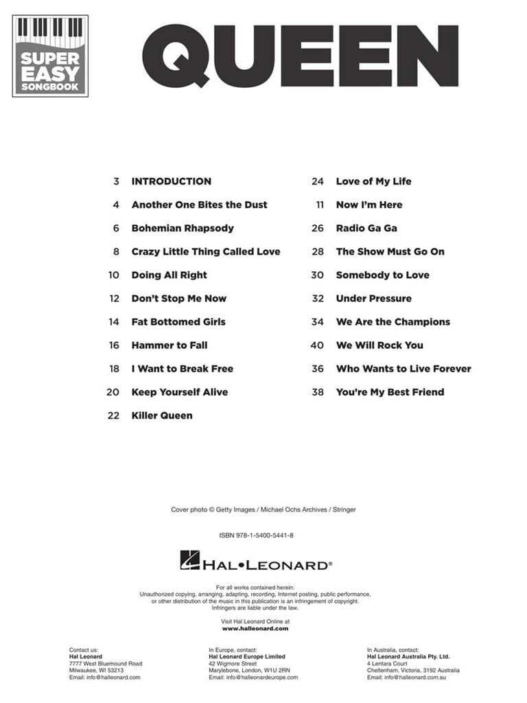 Queen – Super Easy Songbook Queen – Super Easy Songbook Artister (easy piano)