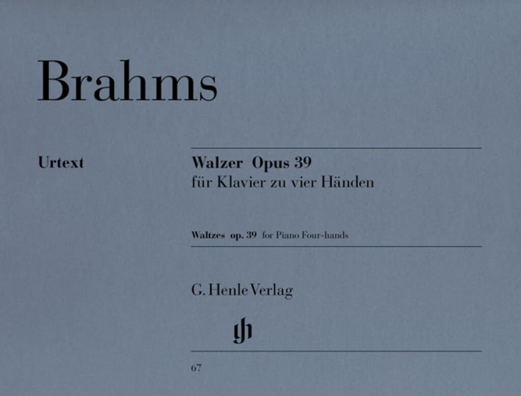 Brahms, Johannes: Walzer Opus 39/Waltzes op. 39 för 4-händigt piano (urtext)
