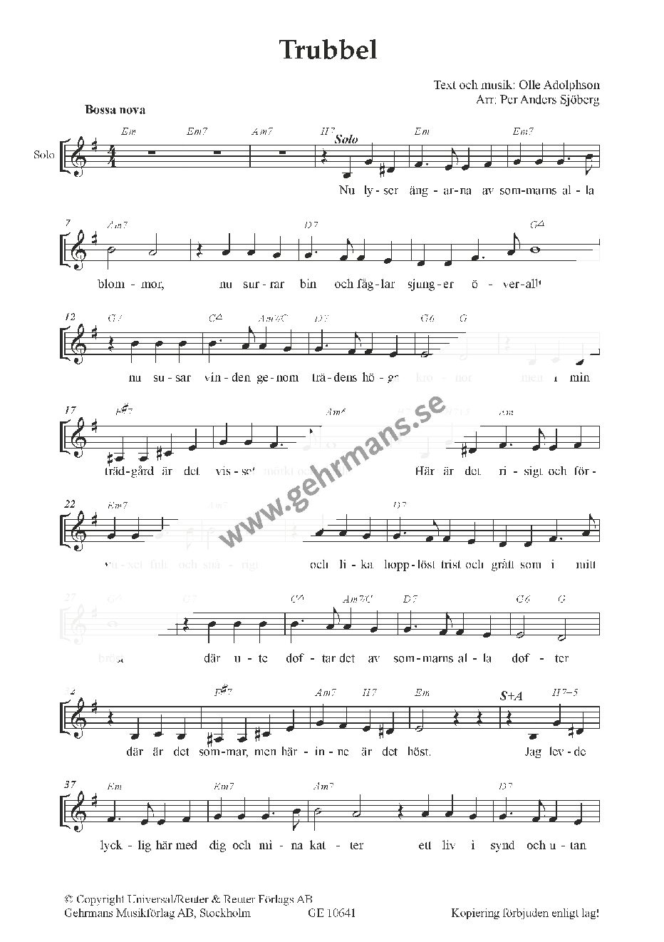 Adolphson Ad Lib Fyra sånger för kör (Blandad kör SATB) Gottfrid