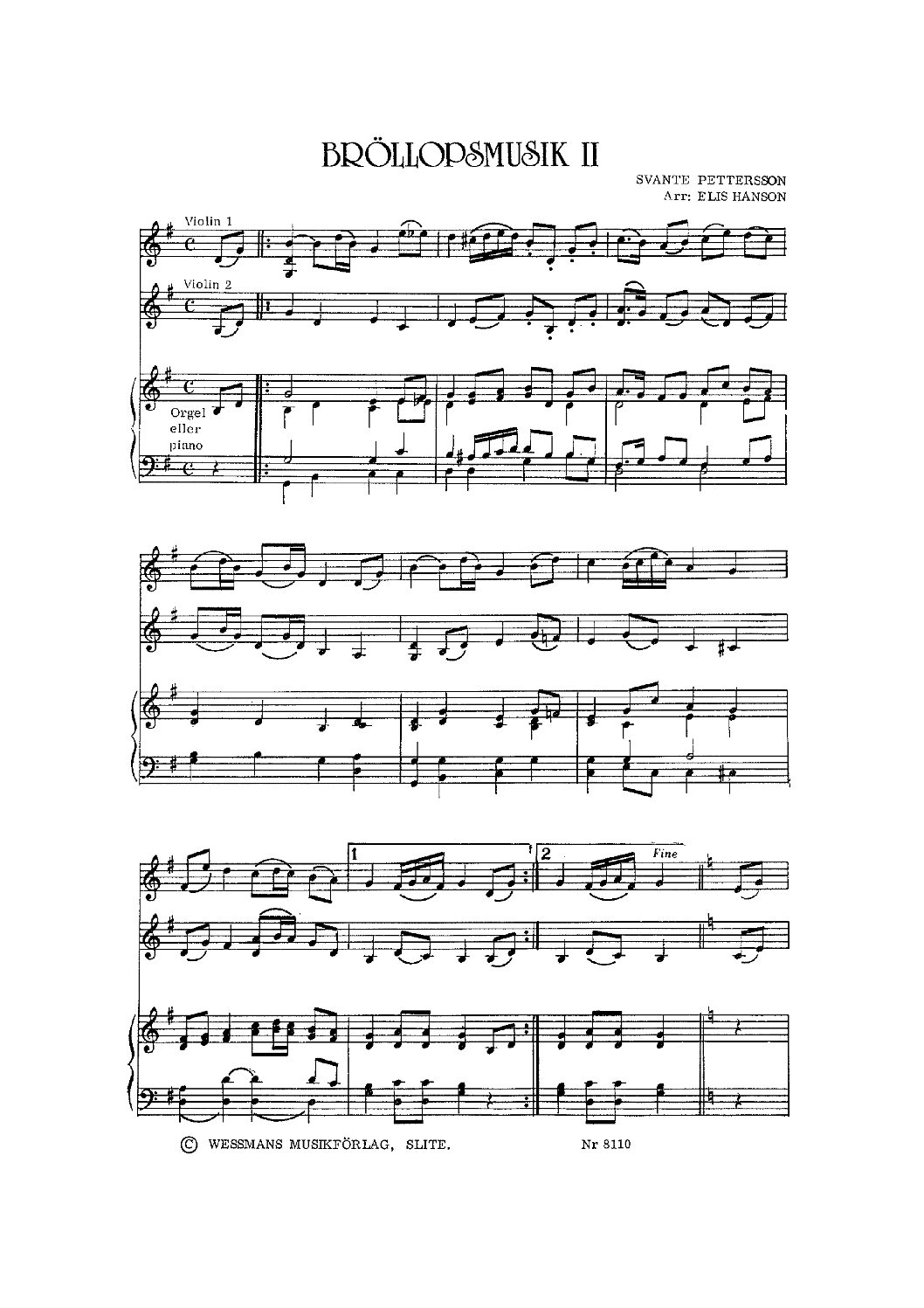 Bröllopsmusik II av Svante Pettersson Bröllopsmusik II av Svante Pettersson Bröllopsmusik
