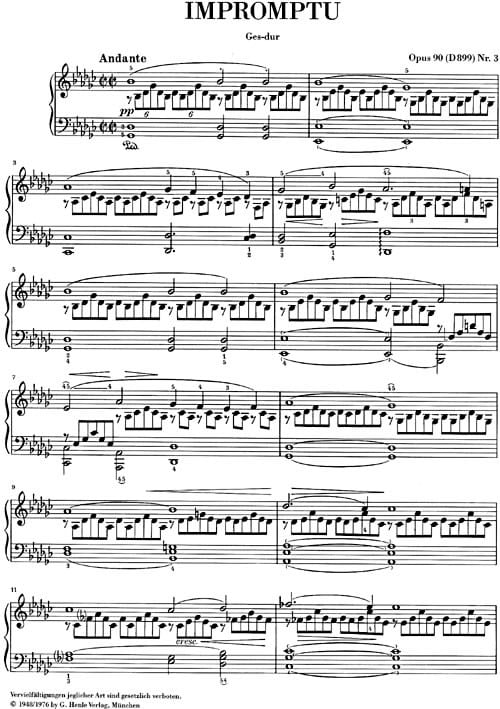 Schubert, Franz; Impromptu Gess-dur Opus 90 Nr. 3 (urtext) Schubert, Franz; Impromptu Gess-dur Opus 90 Nr. 3 (urtext) Noter