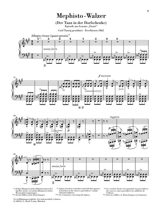 Listz, Franz: Mephisto-Waltz (The Dance at the Village Inn) Episode from Lenau's "Faust" (urtext)