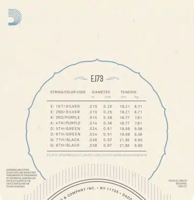 D'Addario EJ73, Strängar till Mandolin (phosphor bronze, loop end) light, set